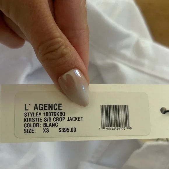 NWT L’AGENCE white kristie crop jacket ($395)